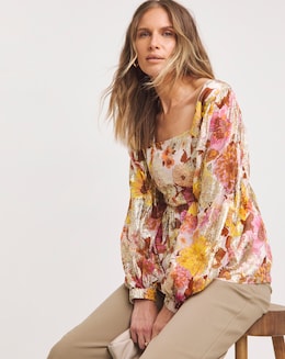 Jo by Joanna Hope Printed Balloon Sleeve Blouse
