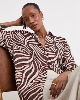 Printed Linen Mix Shirt - Image