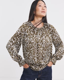 Printed Satin Blouse - Image