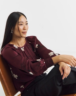 Printed Satin Blouse - Image