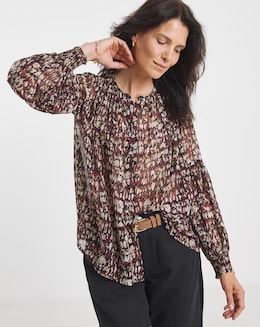 Georgette Collarless Blouse - Image