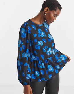 Printed Peplum Top - Image