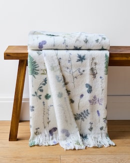 Pressed Leaf Printed Faux Mohair Throw - Image