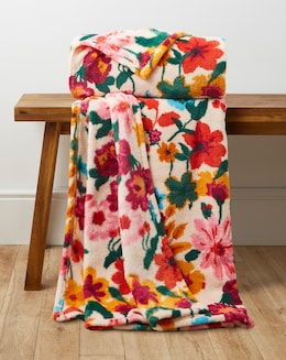 Gardenia Floral Printed Fleece Throw - Image