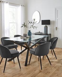Bodie Table with 6 Emilie Velvet Chairs - Image