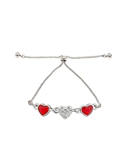 Jon Richard Silver Plated Red Dancing Heart Bracelet