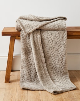 Embossed Jacquard Fleece Throw - Mink - Image