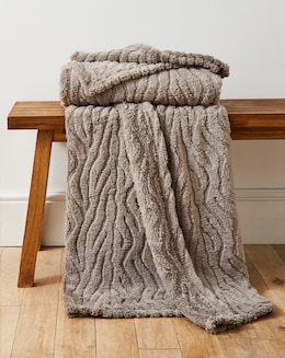 Textured Wavy Fleece Throw - Mink - Image