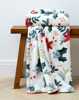 Noelle Christmas Floral Fleece Throw - Image