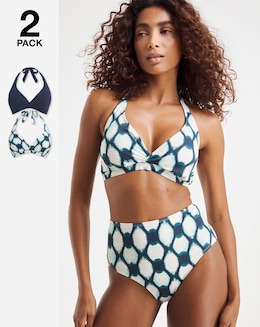 Value 2 Pack Halterneck Bikini Tops - Image