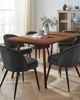 Oslo Table with 6 Emilie Velvet Chairs - Image