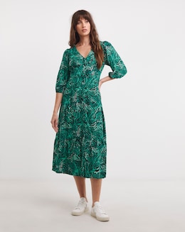 Button Through Midi Tea Dress - Image
