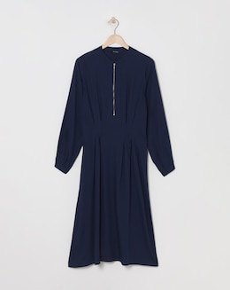 Midi Shirt Dress With Quarter Front Zip - Image