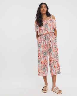 Printed Crinkle Strap Jumpsuit - Image