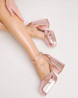 Platform Heeled Shoes Ex Wide Fit - Image