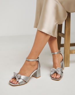 Diamante Cross Strap Heel Sandal ExWide - Image