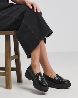 Stud Chunky Loafer Shoes Ex Wide Fit - Image