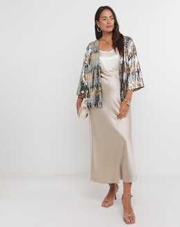 Sequin Ombre Zig Zag Kimono - Image