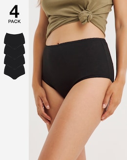 4 Pack Black Full Fit Knickers - Image