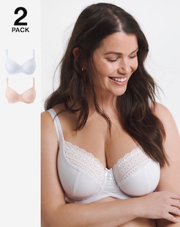 2 Pack Jane Full Cup Blush/White Bras - Image