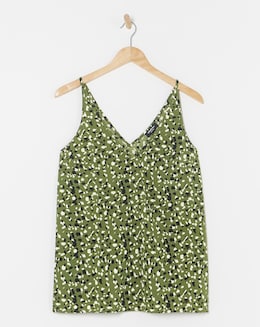 Green Print V Neck Cami - Image