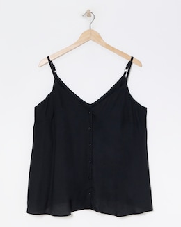 Black Button Through Viscose Cami - Image