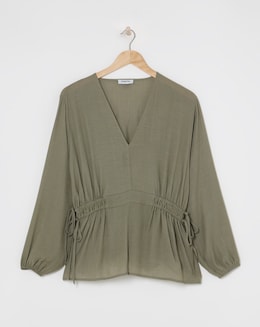 Khaki Plunge Blouse - Image