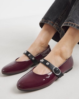 Optimism Studded Mary Jane Ballerina Shoes - Extra Wide Fit (EEE)