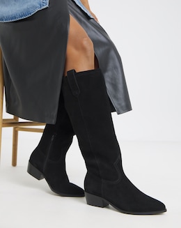 Glacier Over The Knee Suede Western Boots - Wide Fit (E) &amp; Curvy Calf