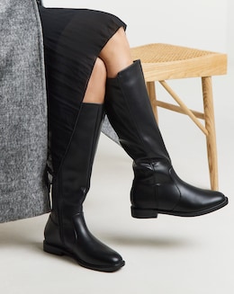 Deedee Stretch Panel Knee High Boots - Wide Fit (E) &amp; Curvy Calf