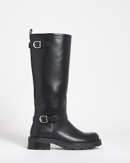 Sonny Knee High Biker Boots - Extra Wide Fit (EEE) &amp; Super Curvy Calf
