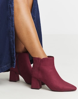 Salsa Pointed Block Heel Ankle Boots - Wide Fit (E)