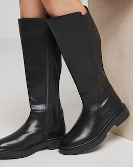 Stretch Back Knee High Boots Ex Wide - Image