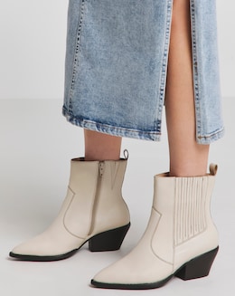 Katya Leather Pointed Chelsea Western Ankle Boots - Wide Fit (E)