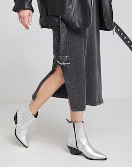 Katya Leather Pointed Chelsea Western Ankle Boots - Wide Fit (E)