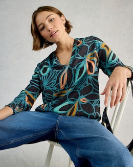 Chemise femme Ex Jd Williams imprimée manches longues dos plongeant
