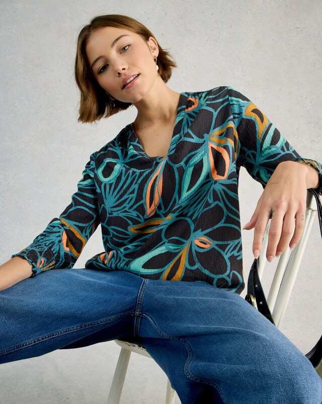 Chemise femme Ex Jd Williams imprimée manches longues dos plongeant Chemise femme Ex Jd Williams imprimée manches longues dos plongeant