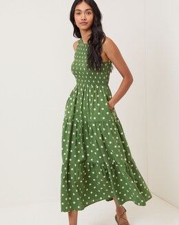 sachin and babi light blue dress Victoria Beckham Gathered V-Neck Midi Dress - Emerald