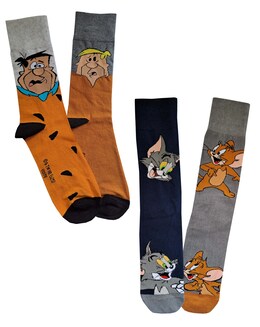 Mens 4pk Tom Jerry Flintstones Scks - Image