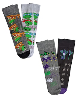 Mens 4pk The Joker & Turtles Gift Socks - Image