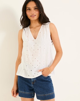 FatFace Frill Embroidery Top - Image