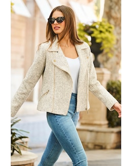 Sosandar Boucle Biker Jacket - Image
