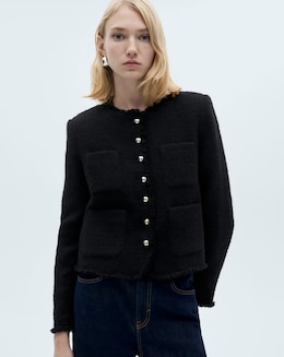 Mango Tweed Jacket with Jewel Buttons - Image