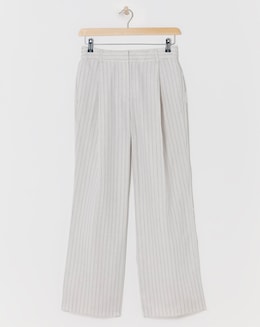 Pinstripe Linen Wide Leg Trousers - Image