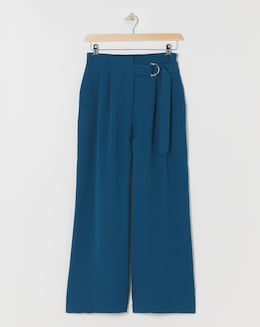 Textured Wide Leg Belted Trouser - Image