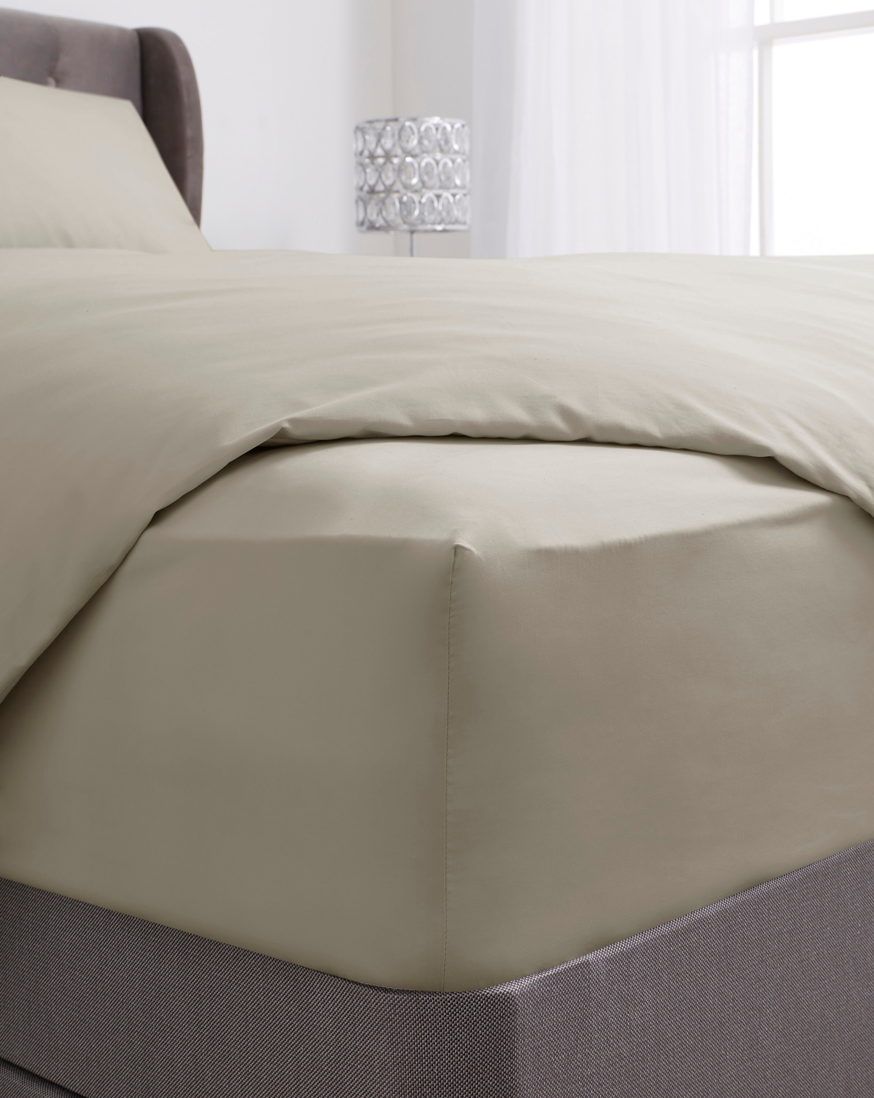 200TC Plain Dye Extra Deep Fitted Sheet - Linen