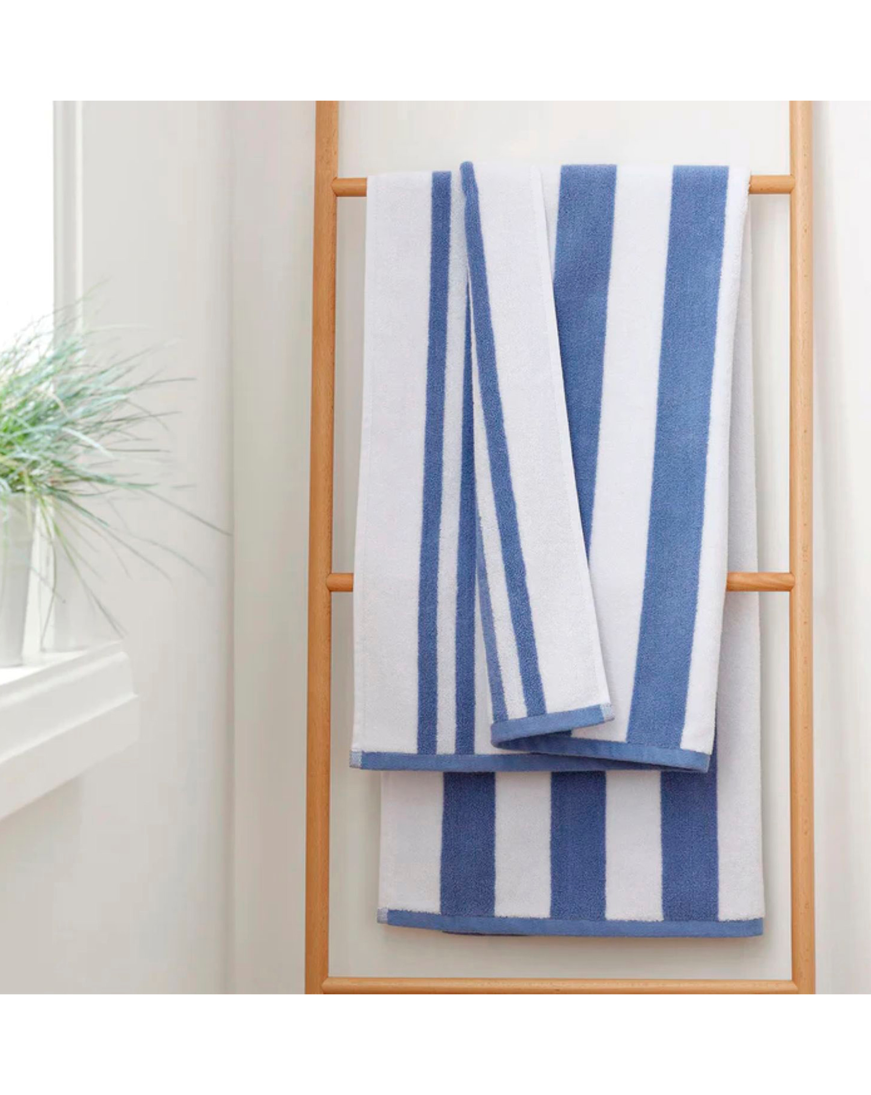 Bianca Reversible Stripe Jacquard Towels - Blue