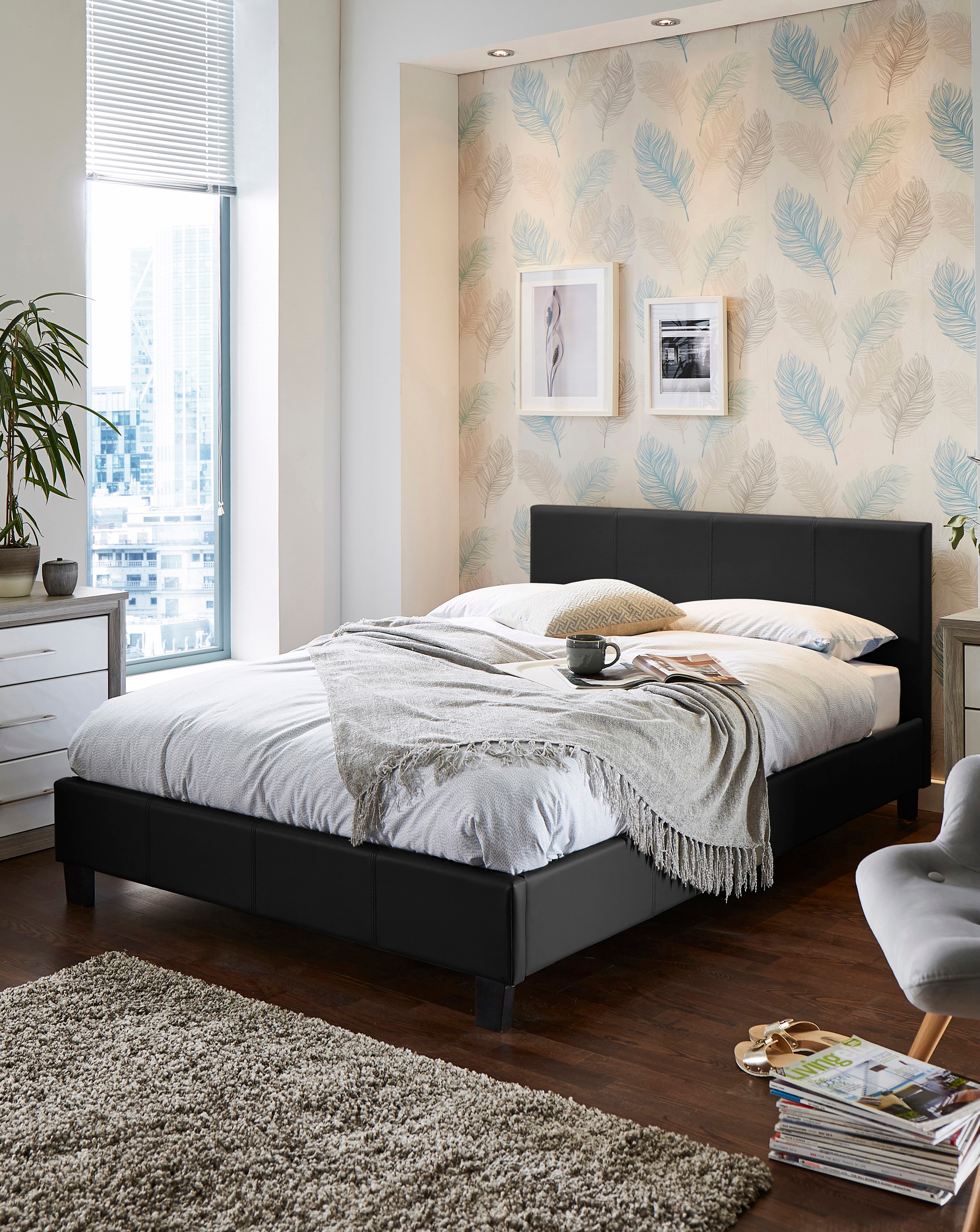 Hayden Faux Leather Bed with Mattress