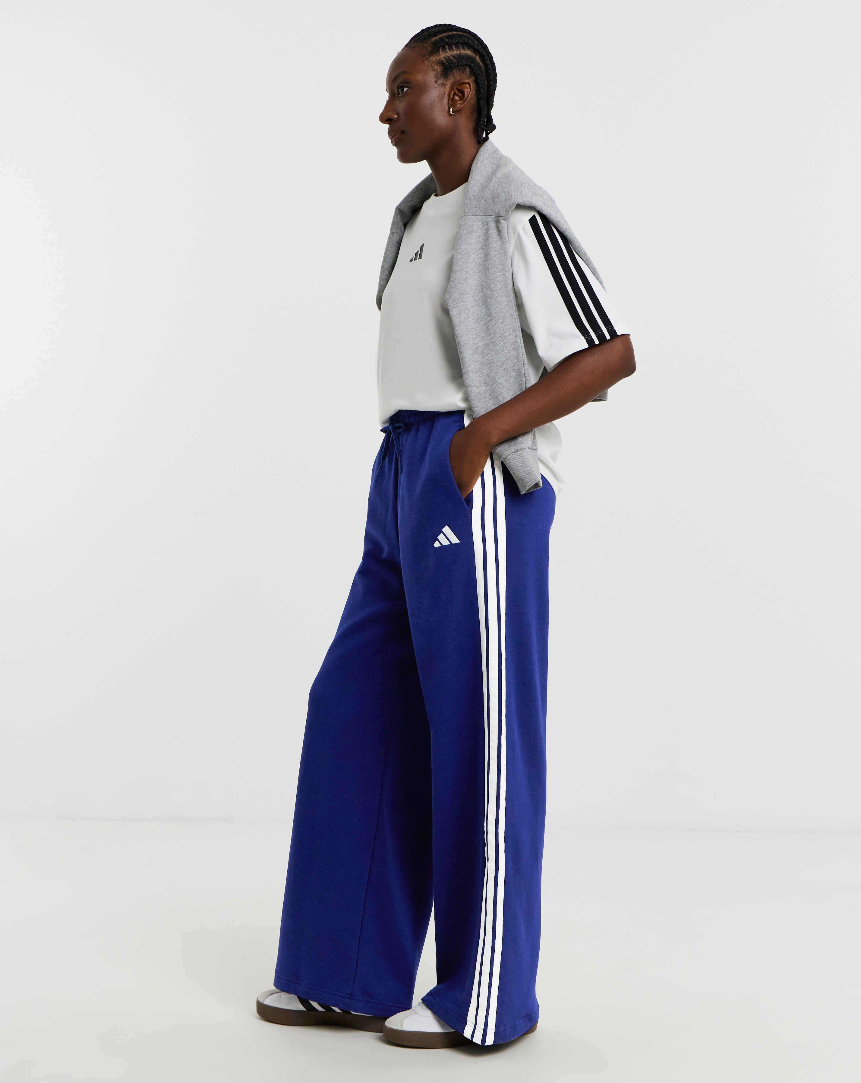 adidas 3 Stripe Wide Leg Joggers