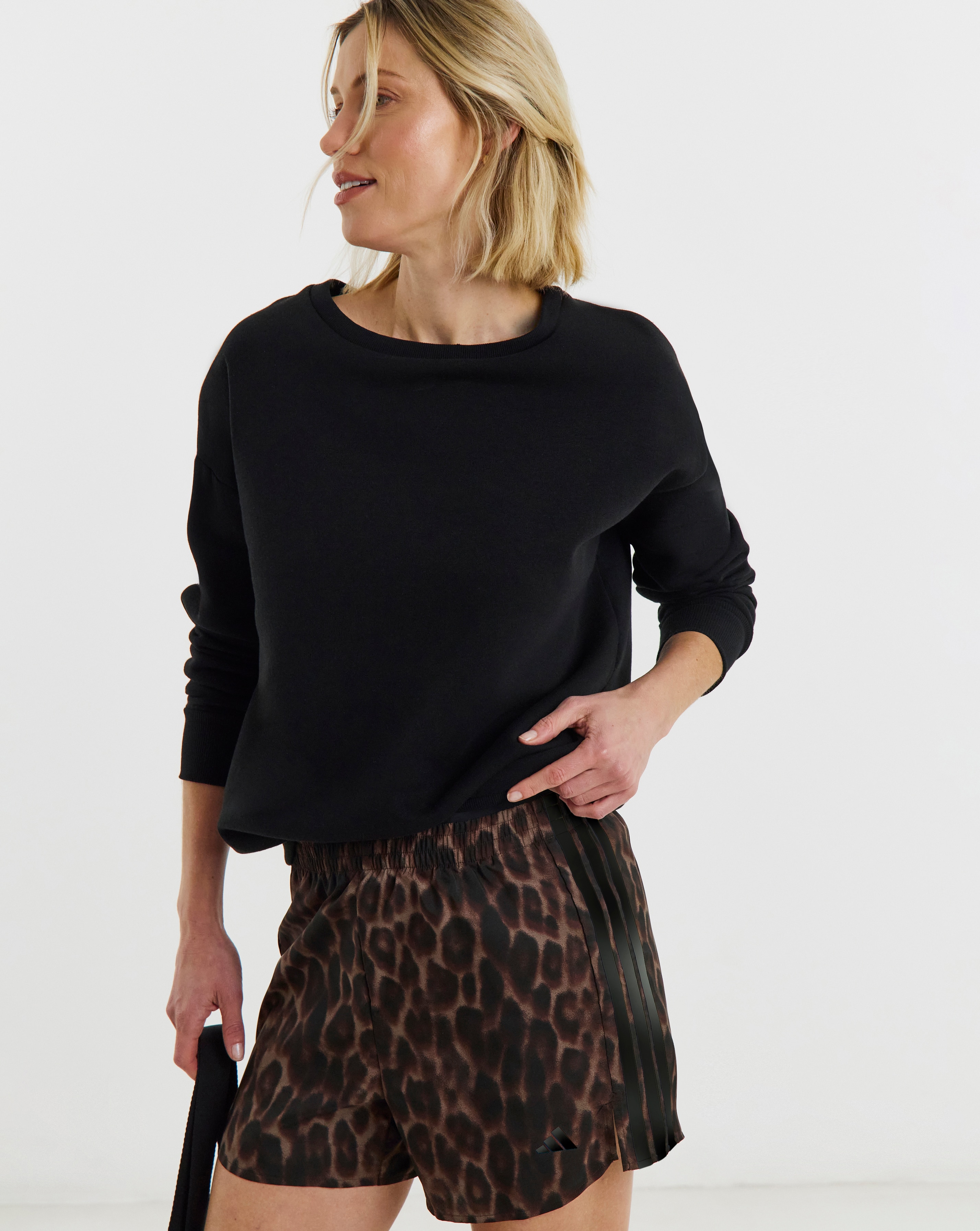 New In - adidas 3 Stripes Leopard Print Shorts